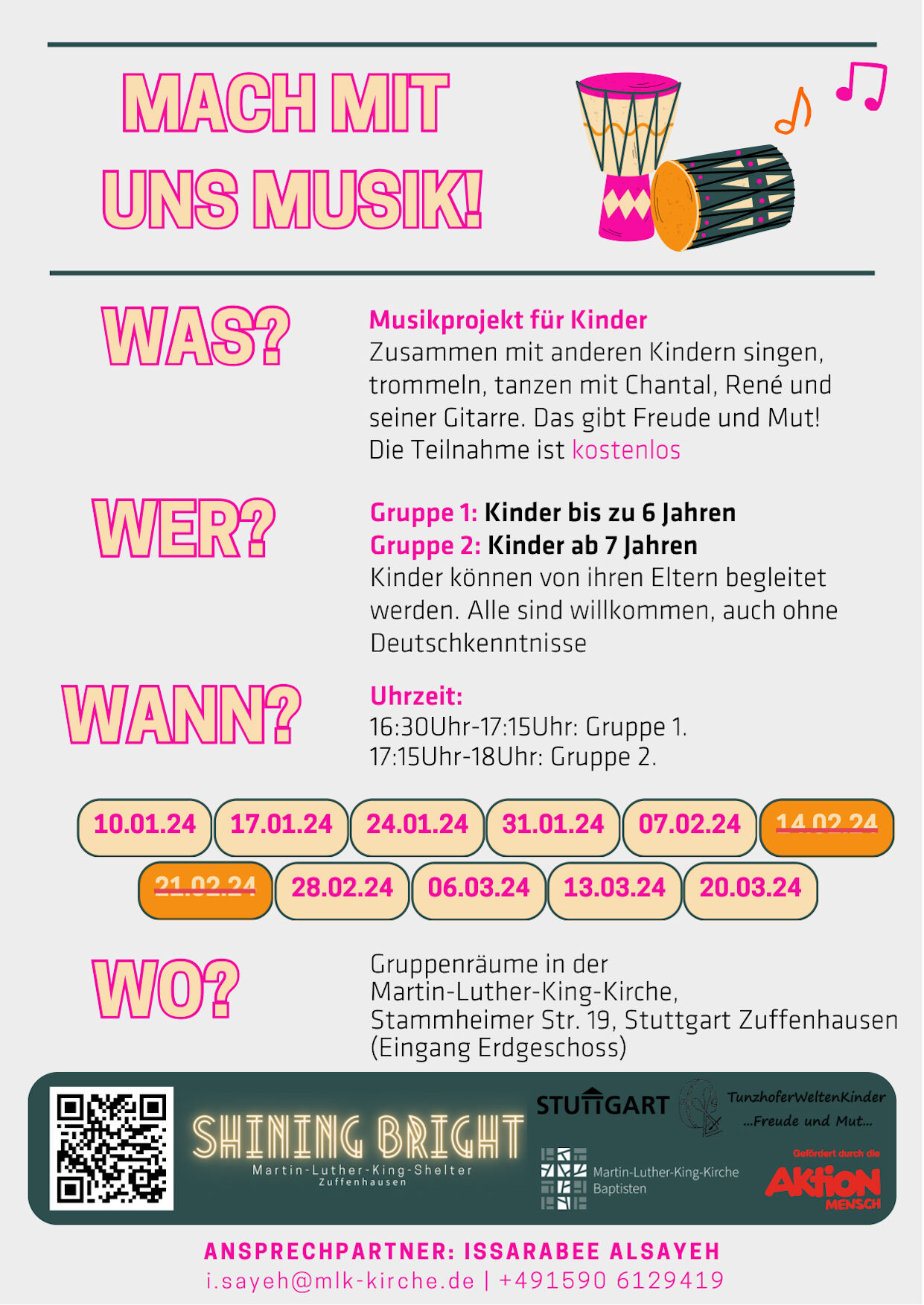 shining bright Flyer Musikworkshop 2